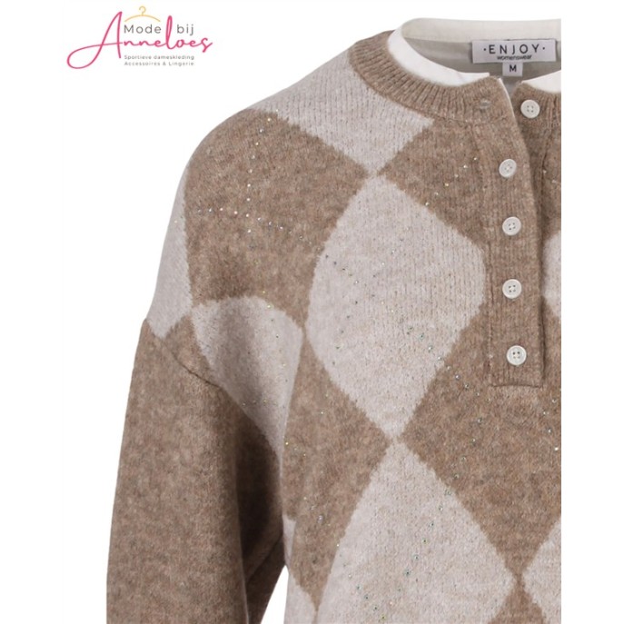 Enjoy pullover-890644-521-beige ecru-strass Enjoy pullover-890644-521-beige ecru-strass